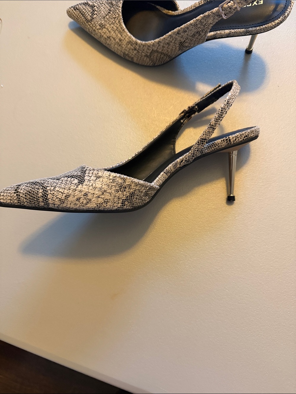 Express Snake-Print Slingback Pointed Heels in Gray and Black*NWOT or BOX. - Picture 2 of 8